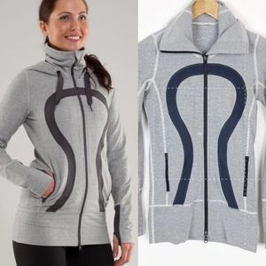 Lululemon Stride Striped Gray Full Zip Jacket 2